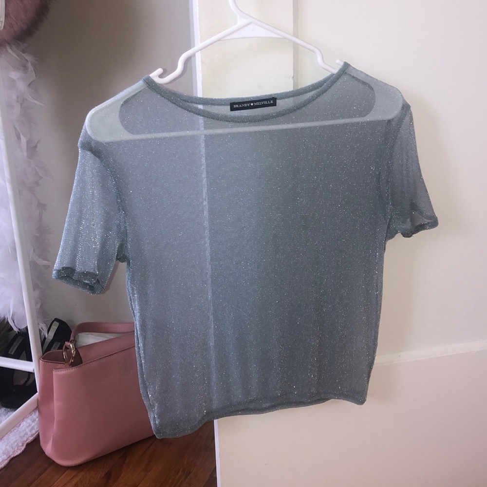 Brandy Melville Gray Mesh Top